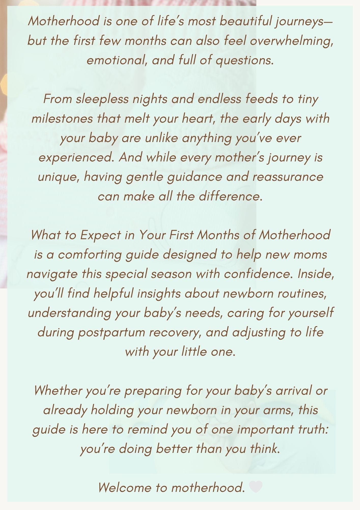 The First Months of Motherhood – New Mom Guide