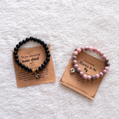 Mom & Dad Matching Footprint Bracelet Gift Set
