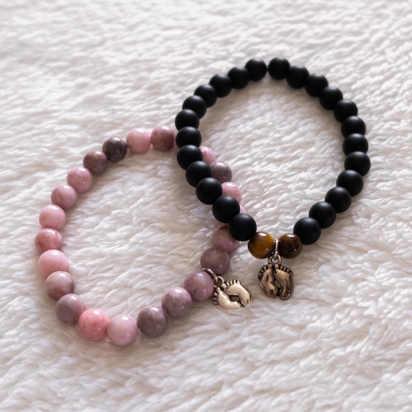 Mom & Dad Matching Footprint Bracelet Gift Set