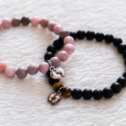 Mom & Dad Matching Footprint Bracelet Gift Set